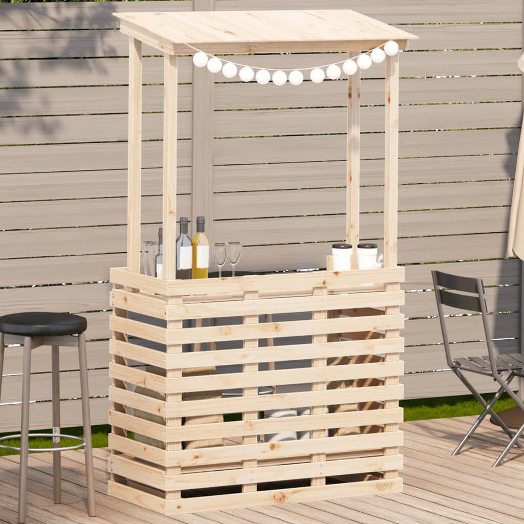 Outdoor Bar Table with Roof 112.5x57x195.5 cm Solid Wood - All Things Good