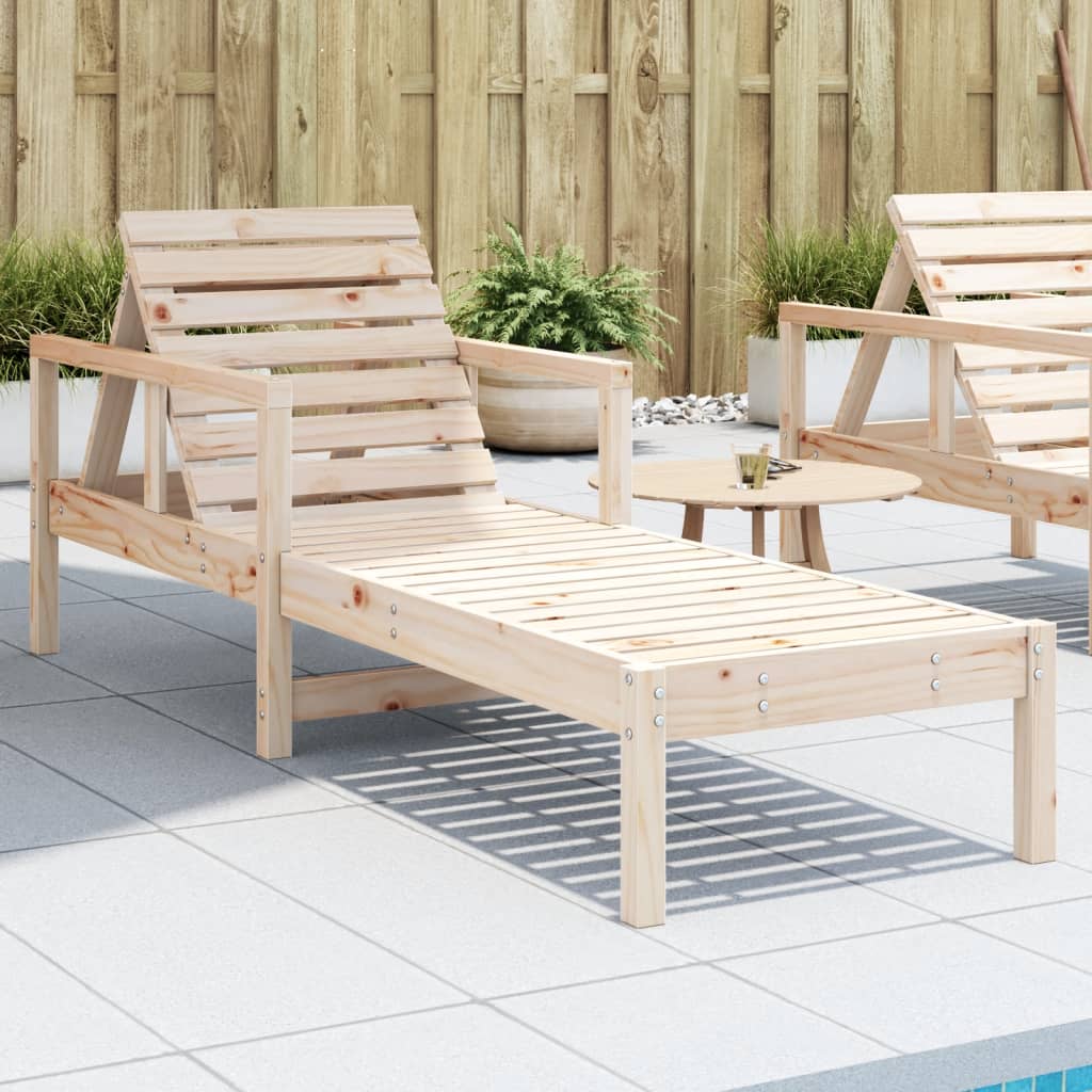 Sun Lounger 199.5x62x55 cm Solid Wood Pine - Merkel Designers