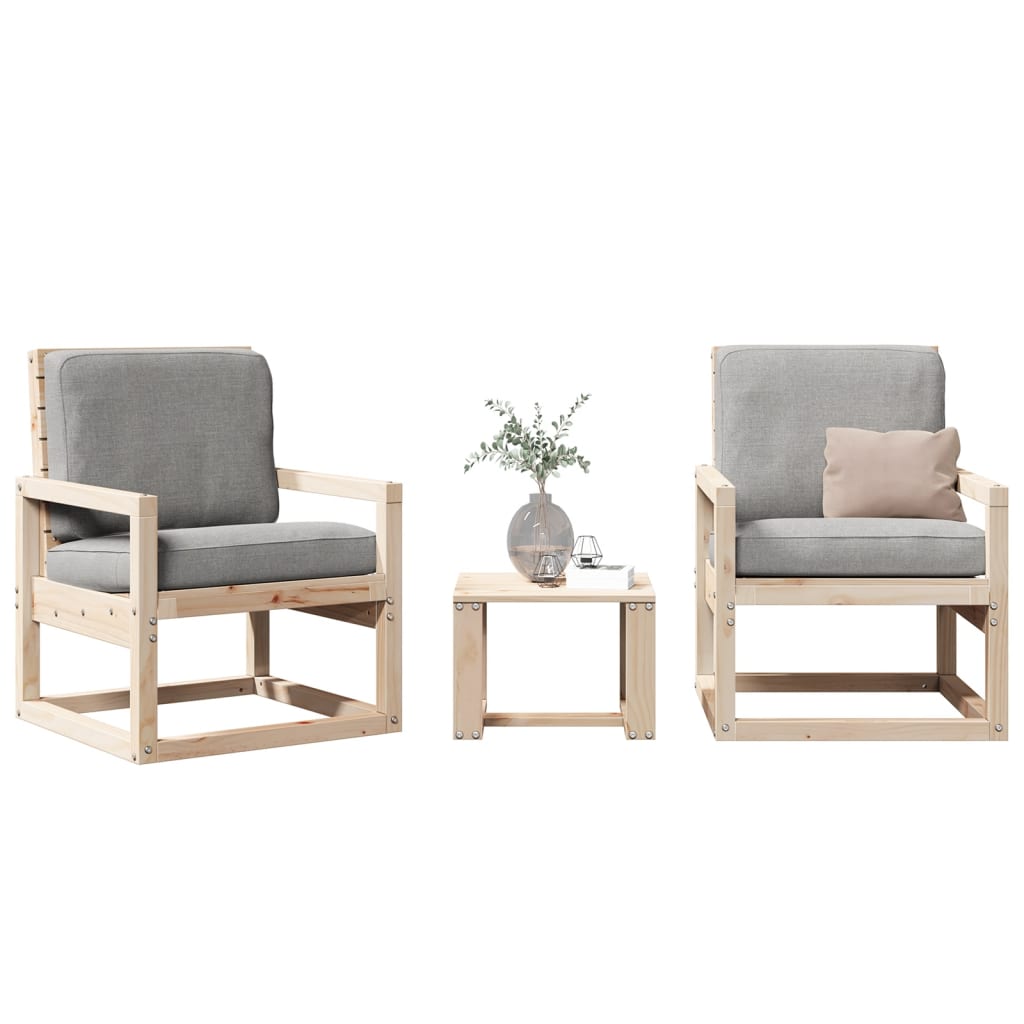 3 Piece Garden Lounge Set Solid Wood Pine - Merkel Designers