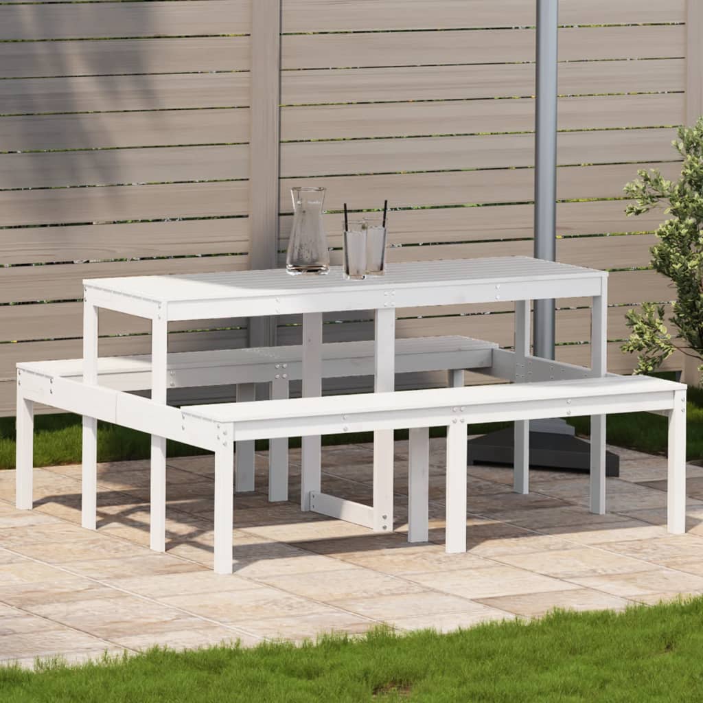 Picnic Table White 160x134x75 cm Solid Wood Pine - Style and Chic