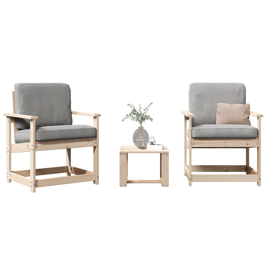 3 Piece Garden Lounge Set Solid Wood Pine - All Things Good
