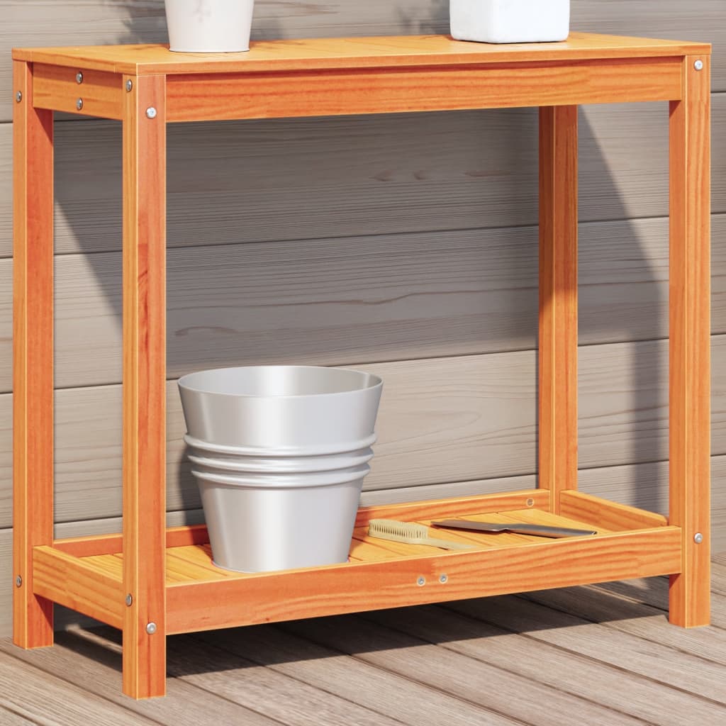 Potting Table with Shelf Wax Brown 82.5x35x75 cm Solid Wood Pine - The Home Maker