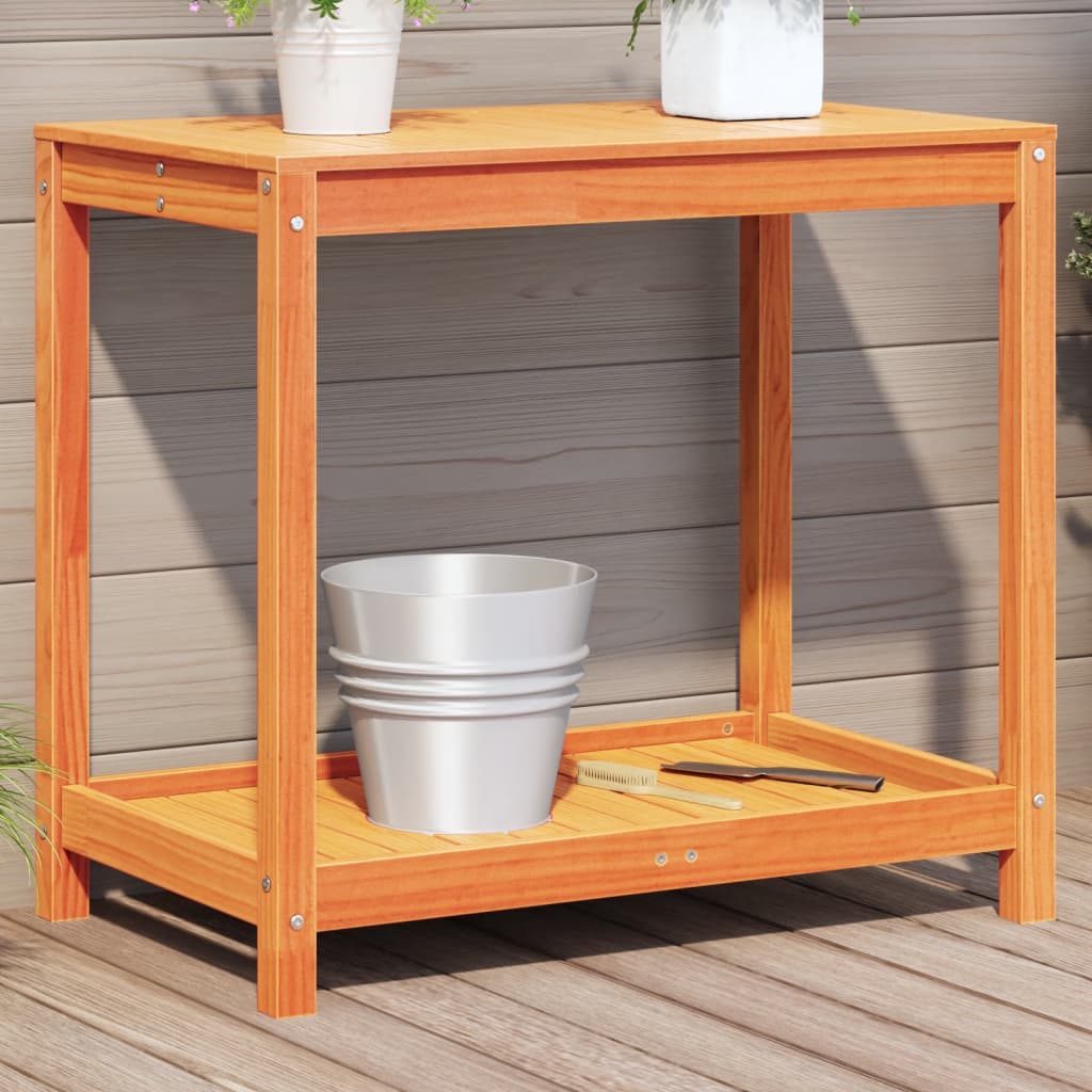 Potting Table with Shelf Wax Brown 82.5x50x75 cm Solid Wood Pine - Style and Chic