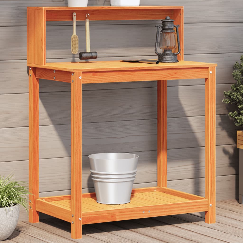 Potting Table with Shelves Brown 82.5x50x109.5 cm Solid Wood Pine - Style and Chic