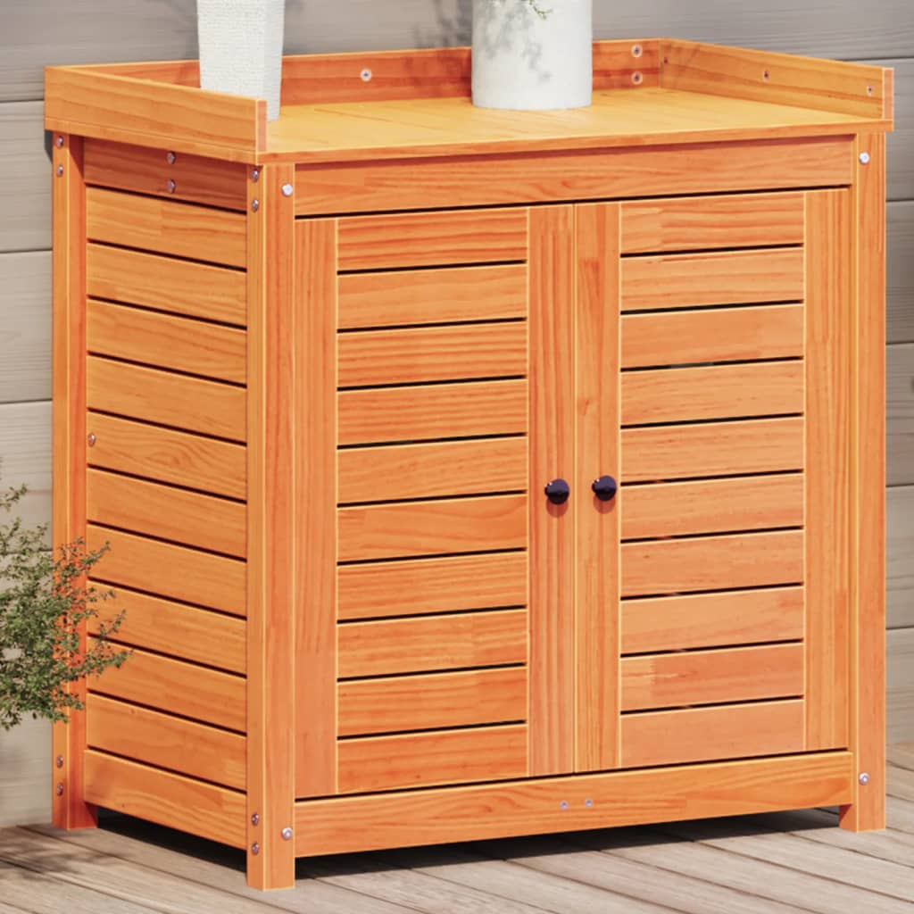 Potting Table with Shelves Brown 82.5x50x86.5 cm Solid Wood Pine - Decor Base