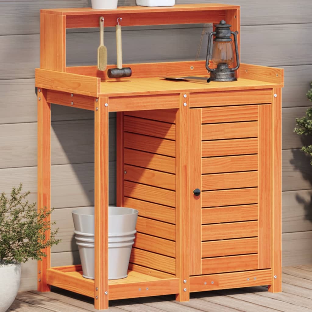 Potting Table with Shelves Brown 82.5x50x109.5 cm Solid Wood Pine - The Home Maker