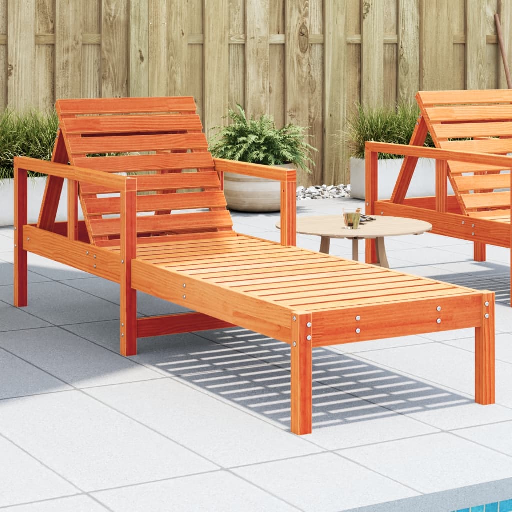 Sun Lounger Wax Brown 199.5x62x55 cm Solid Wood Pine - Merkel Designers