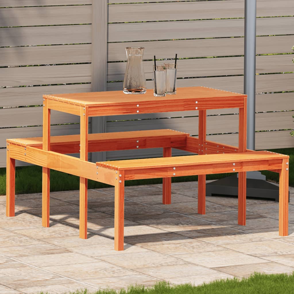 Picnic Table Wax Brown 110x134x75 cm Solid Wood Pine - All Things Good