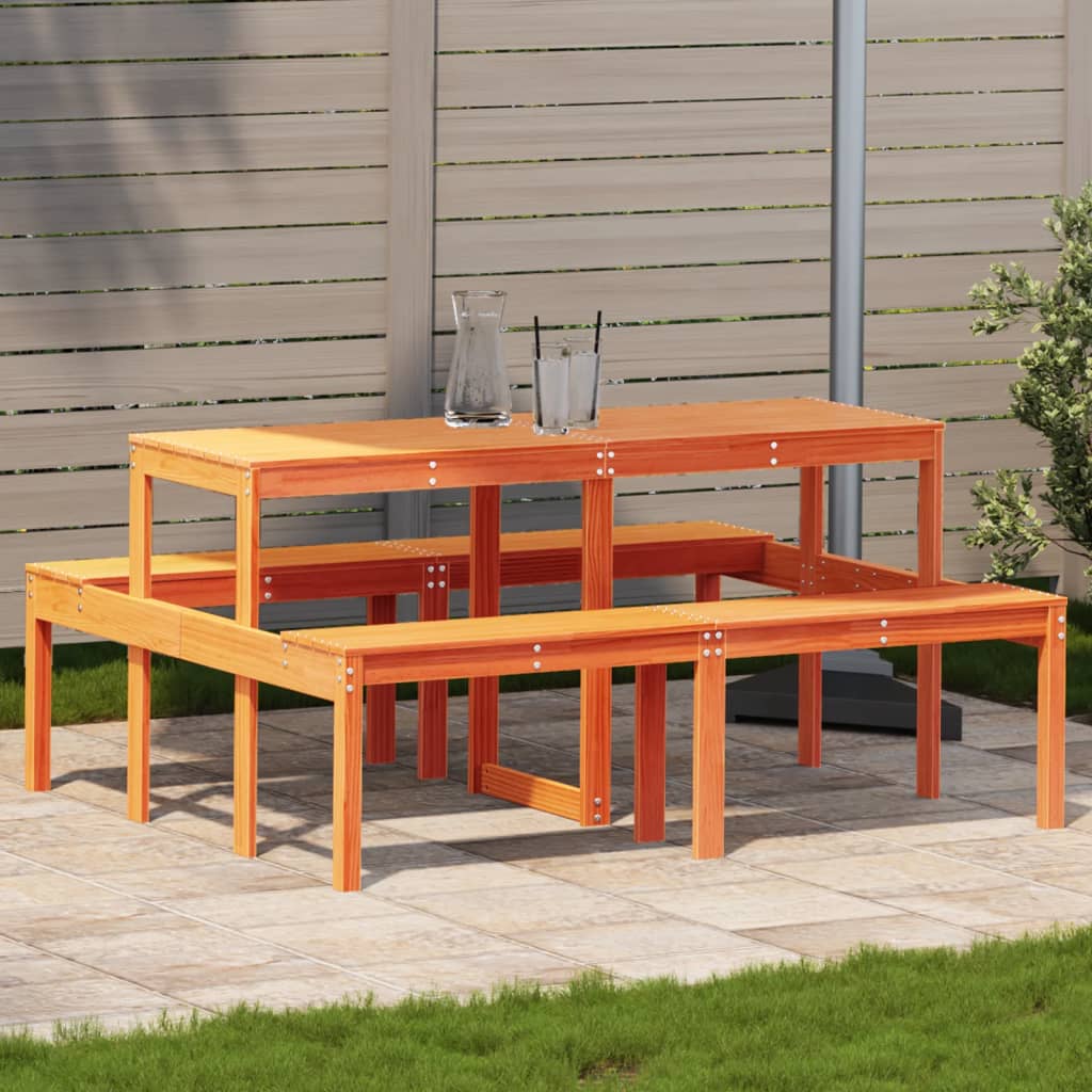 Picnic Table Wax Brown 160x134x75 cm Solid Wood Pine - The Home Maker