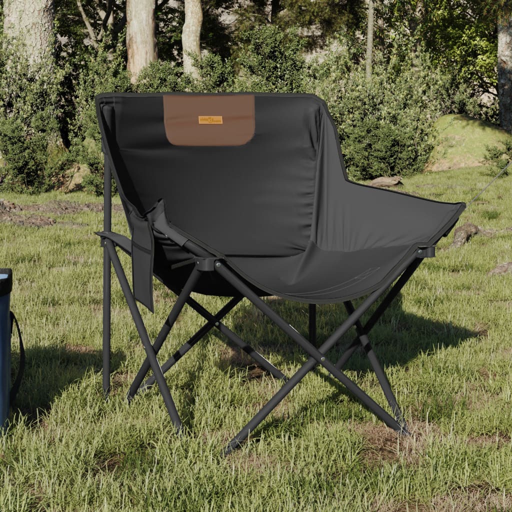 Camping Chairs with Pocket Foldable 2 pcs Black - Discount Dealers