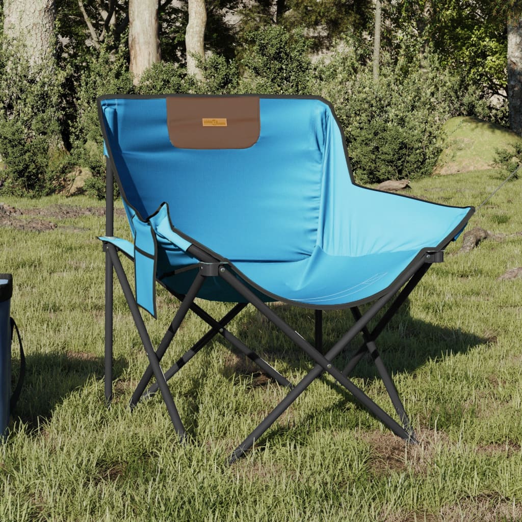 Camping Chairs with Pocket Foldable 2 pcs Bright Blue - Discount Dealers