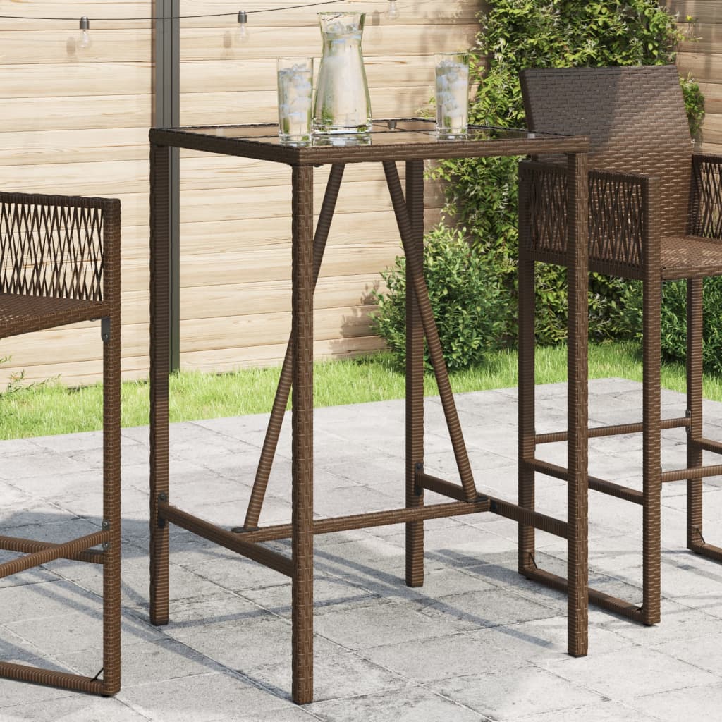 Outdoor Bar Table Brown 70x70x110 cm Poly Rattan - Charlotte Dunes