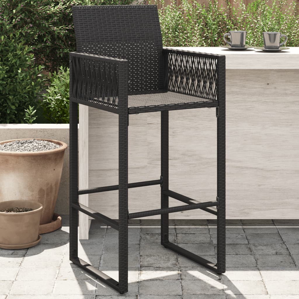 Garden Bar Stools 2 pcs Black Poly Rattan - Charlotte Dunes