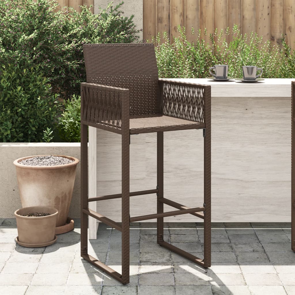 Garden Bar Stools 2 pcs Brown Poly Rattan - Charlotte Dunes