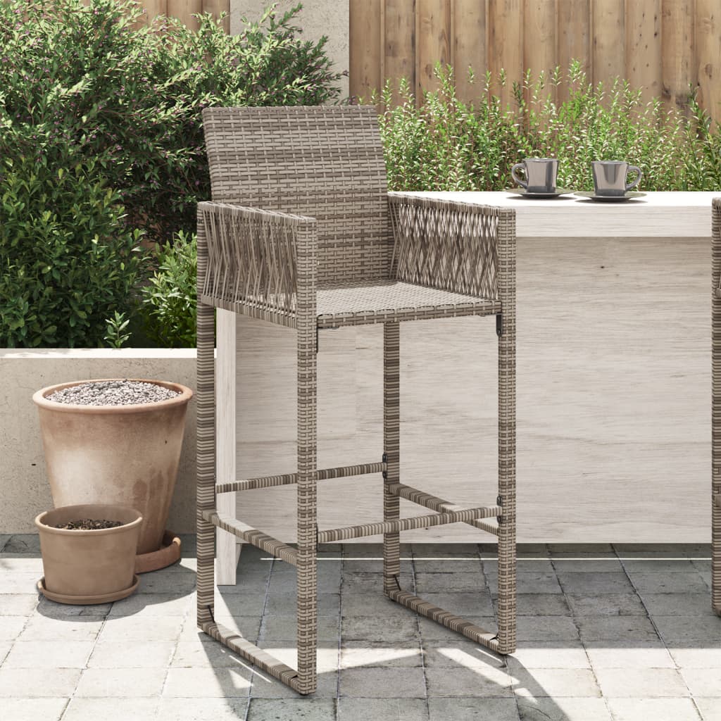 Garden Bar Stools 2 pcs Grey Poly Rattan - Charlotte Dunes