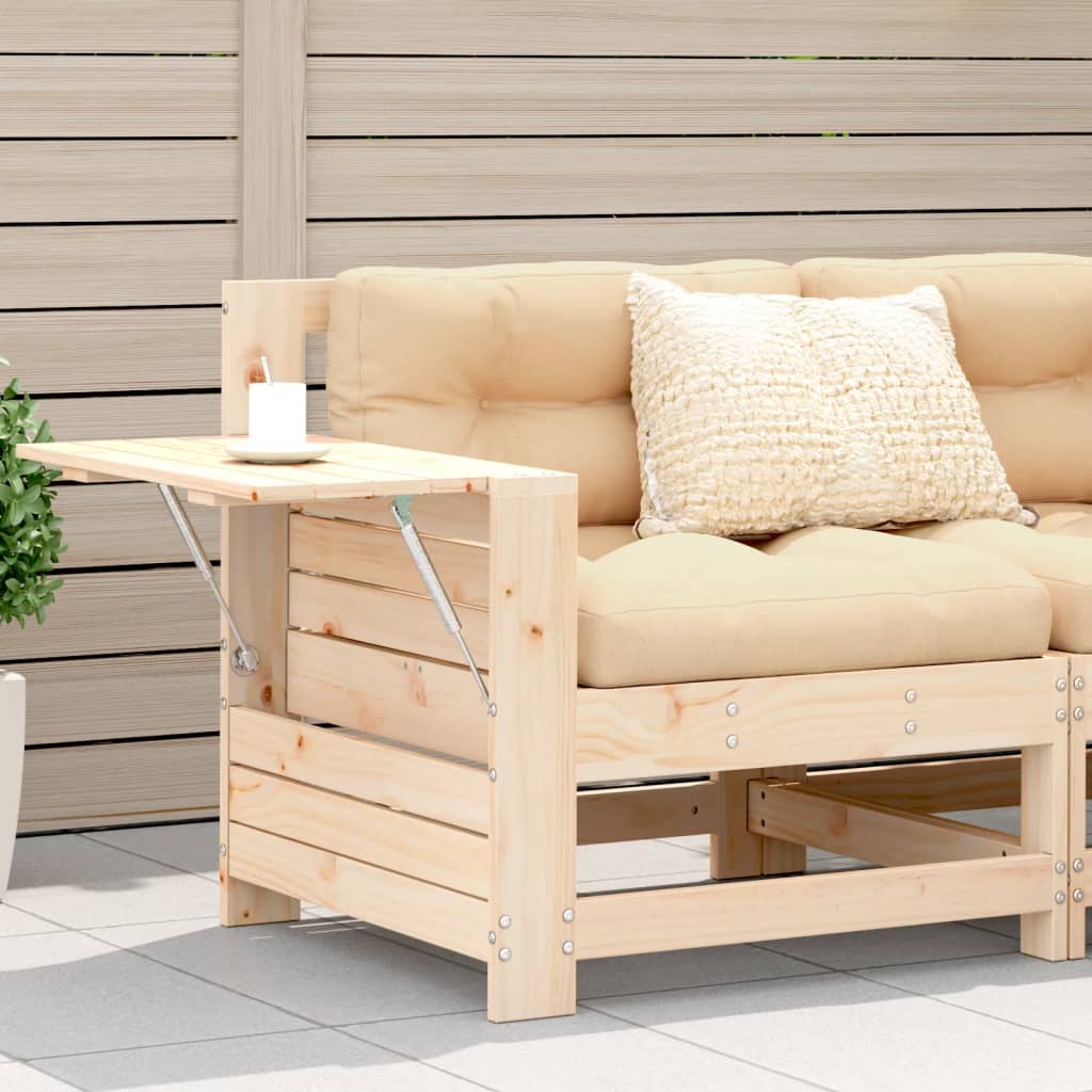 Garden Armrest Sofa with Side Table Solid Wood Pine - All Things Good