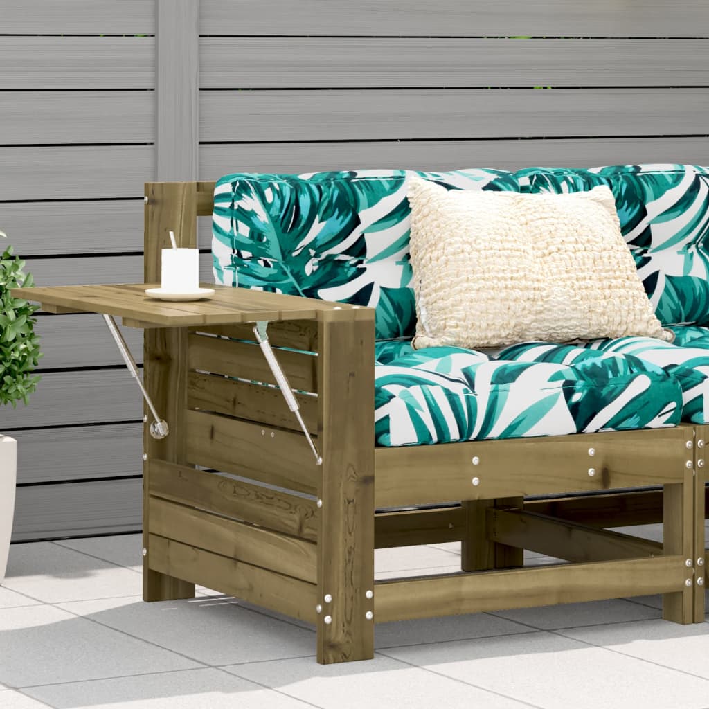 Garden Armrest Sofa with Side Table Impregnated Wood Pine - The Home Maker