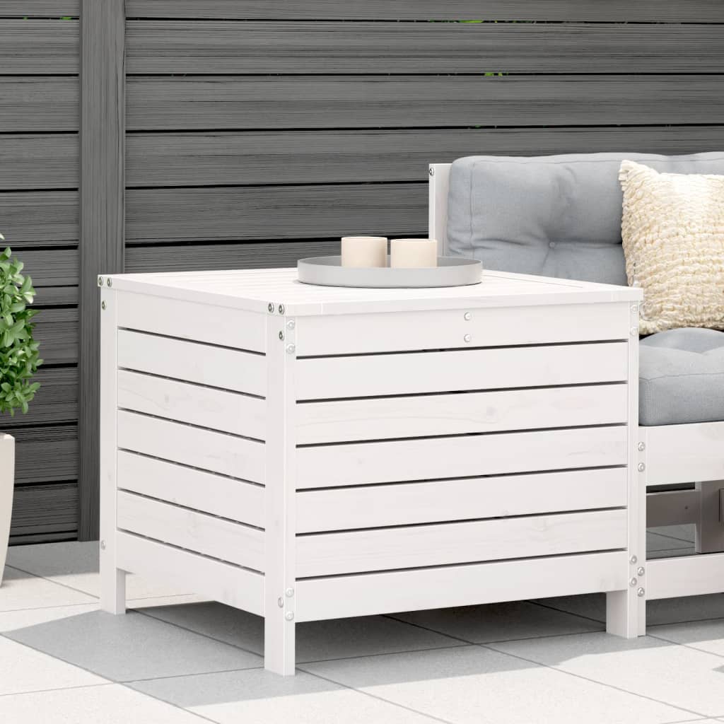 Garden Footstool White 62x63.5x53.5 cm Solid Wood Pine - Merkel Designers