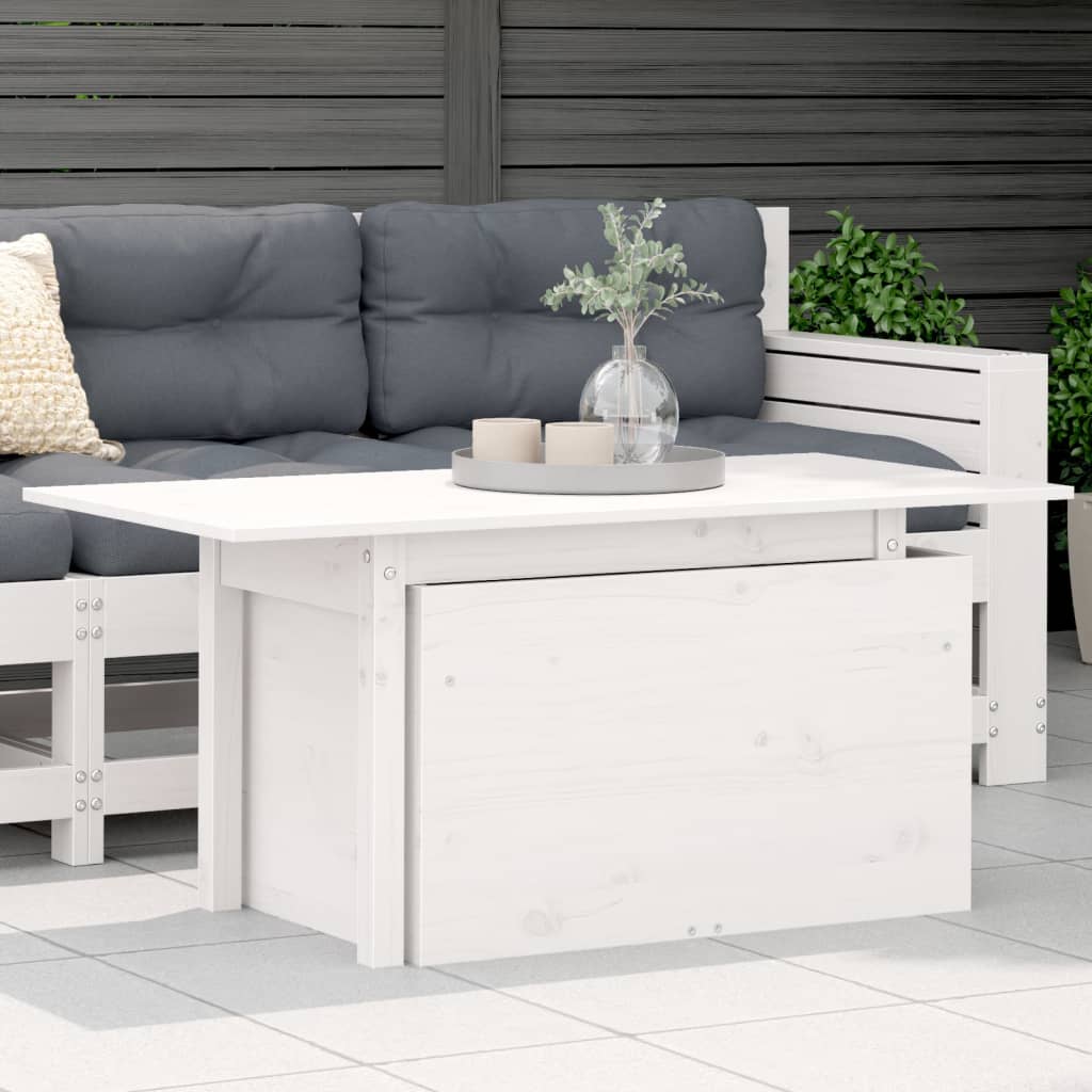 Garden Table White 100x50x75 cm Solid Wood Pine - Style and Chic