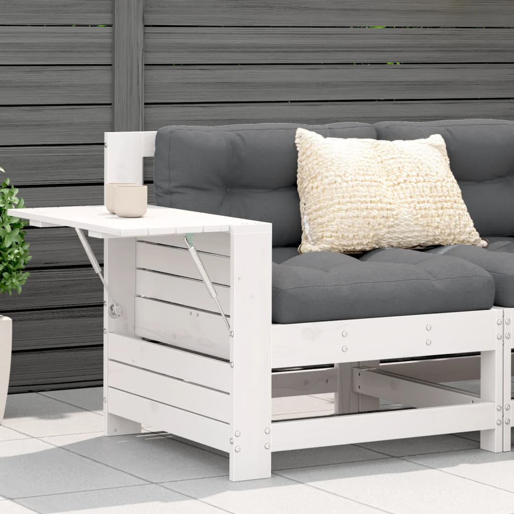 Garden Armrest Sofa with Cushion White Solid Wood Pine - All Things Good