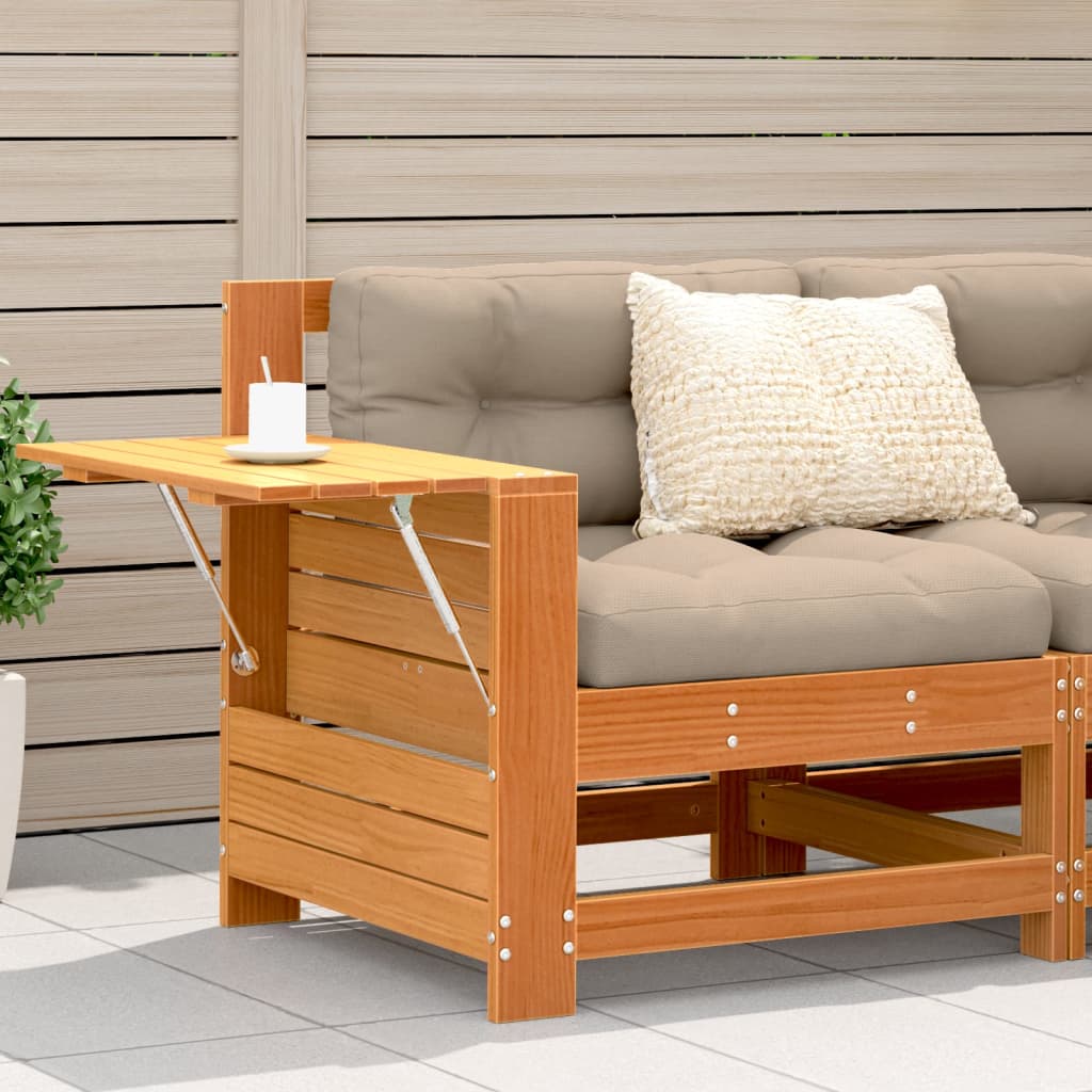 Garden Armrest Sofa with Cushion Wax Brown Solid Wood Pine - Decor Base