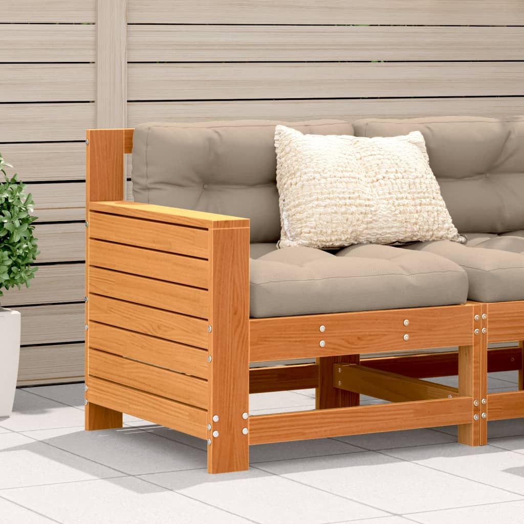 Garden Armrest Sofa with Cushion Wax Brown Solid Wood Pine - Unbeatable Bargains