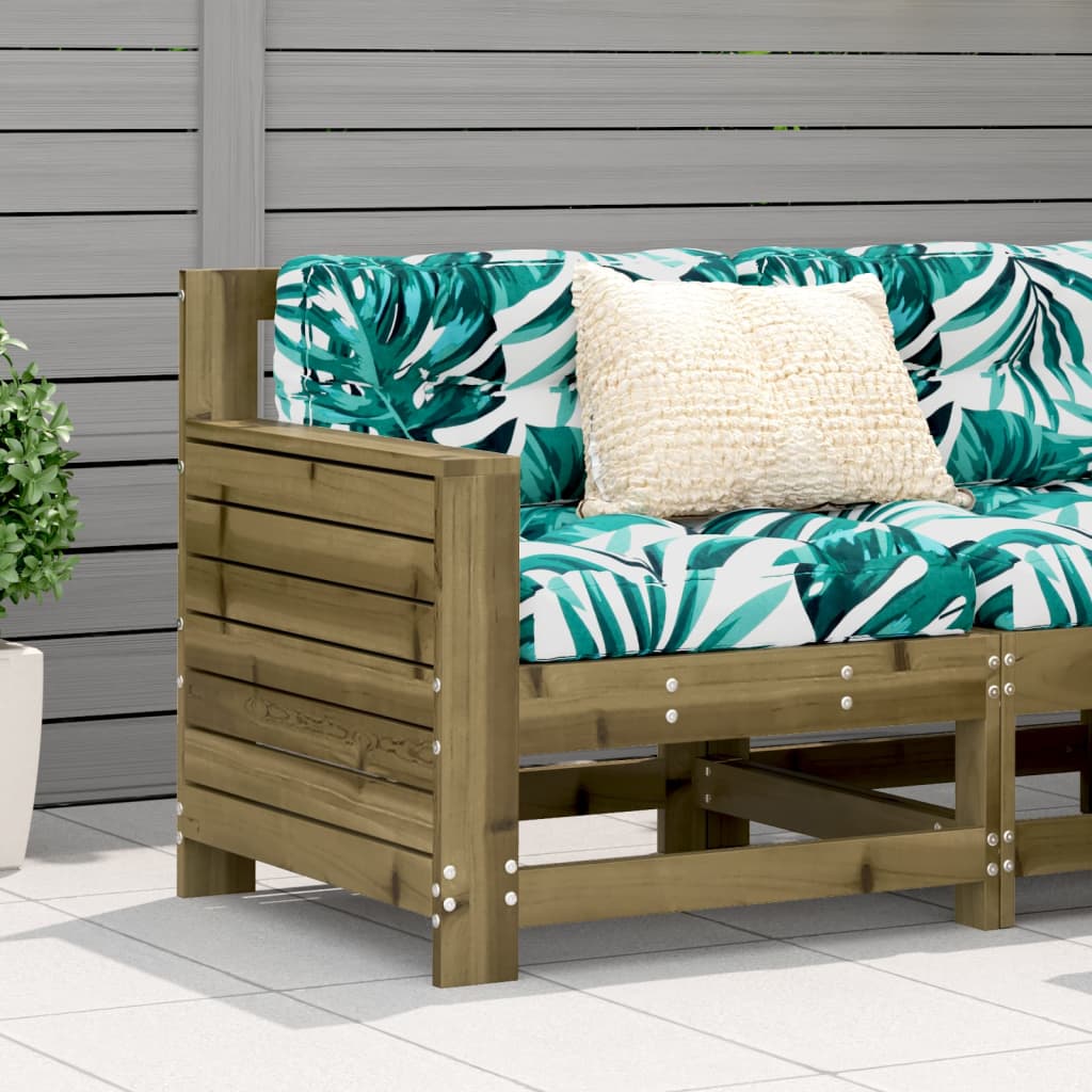 Garden Armrest Sofa with Cushion Impregnated Wood Pine - The Home Maker