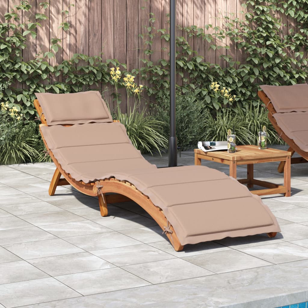 Sun Lounger with Cushion Taupe Solid Wood Acacia - Discount Dealers