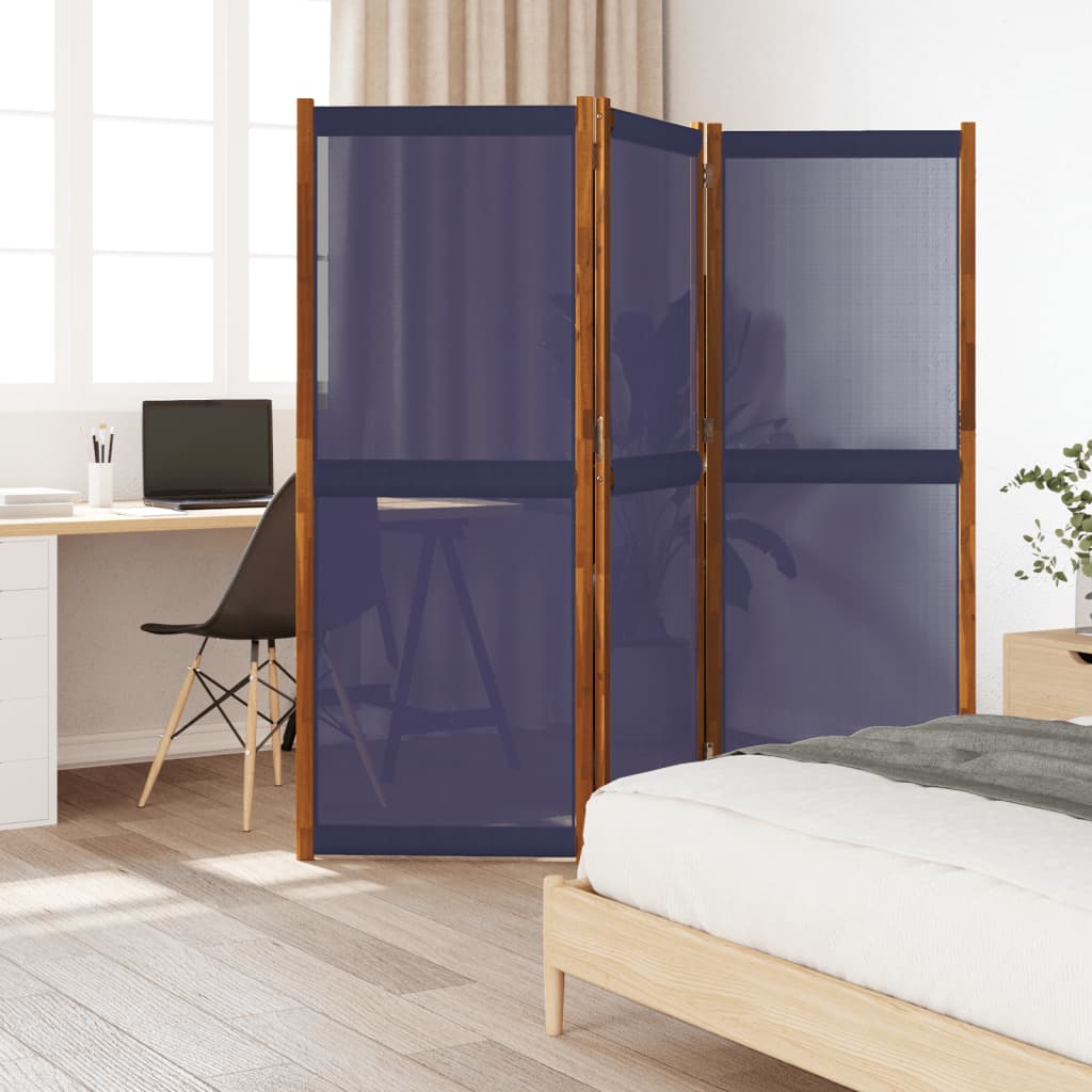 3-Panel Room Divider Dark Blue 210x180 cm - Brittle & Co