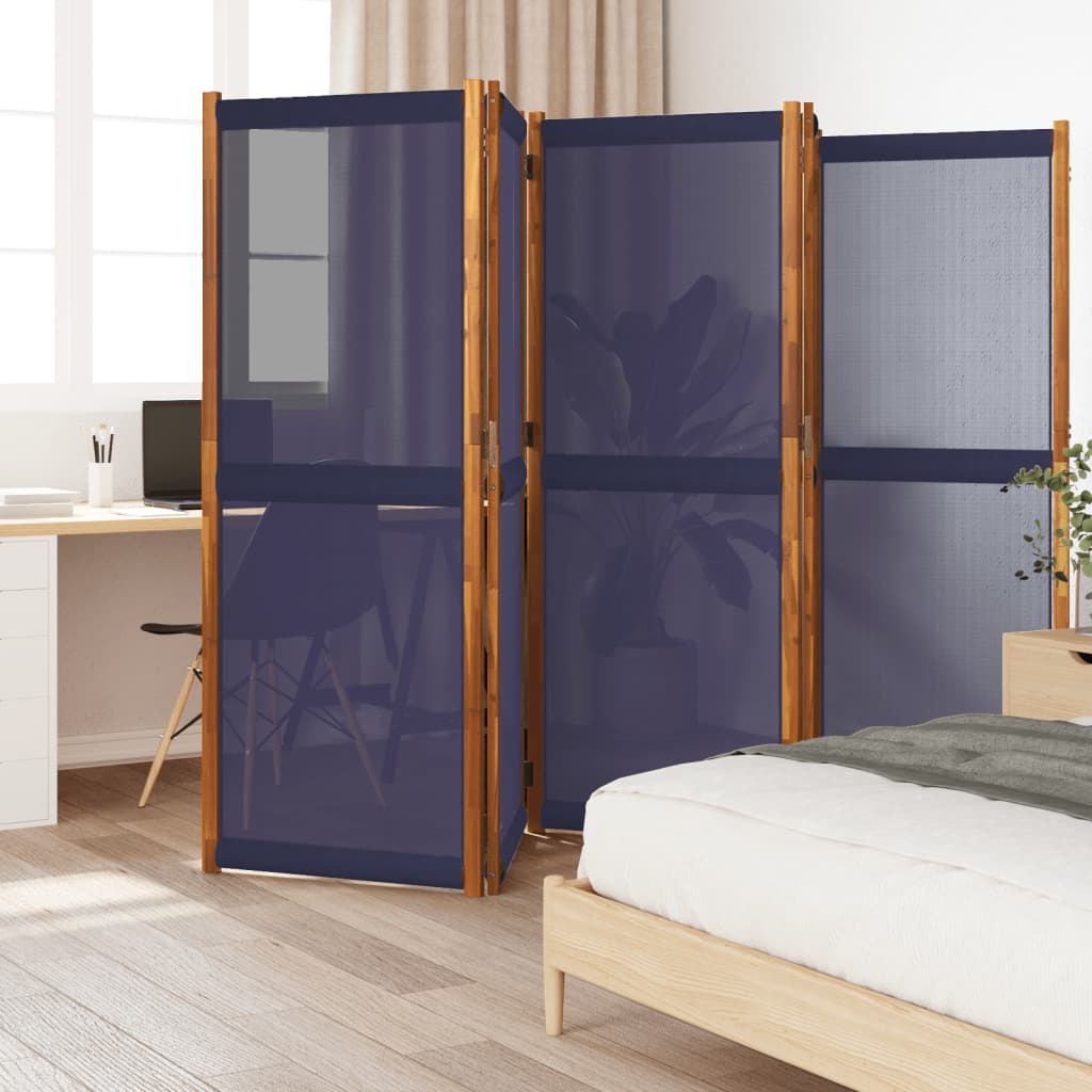 5-Panel Room Divider Dark Blue 350x180 cm - Direct Imports