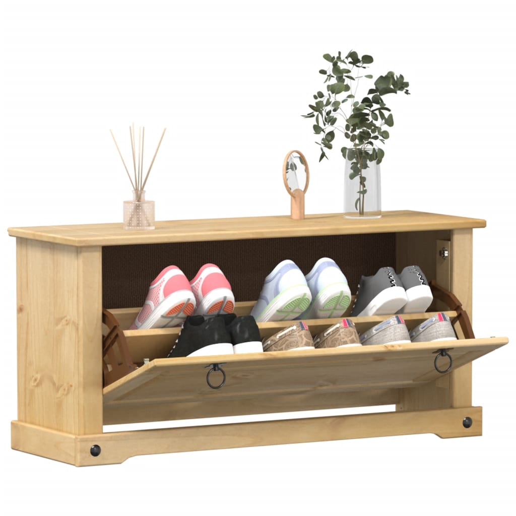 Shoe Cabinet Corona 99x32x47 cm Solid Wood Pine - Discount Dealers