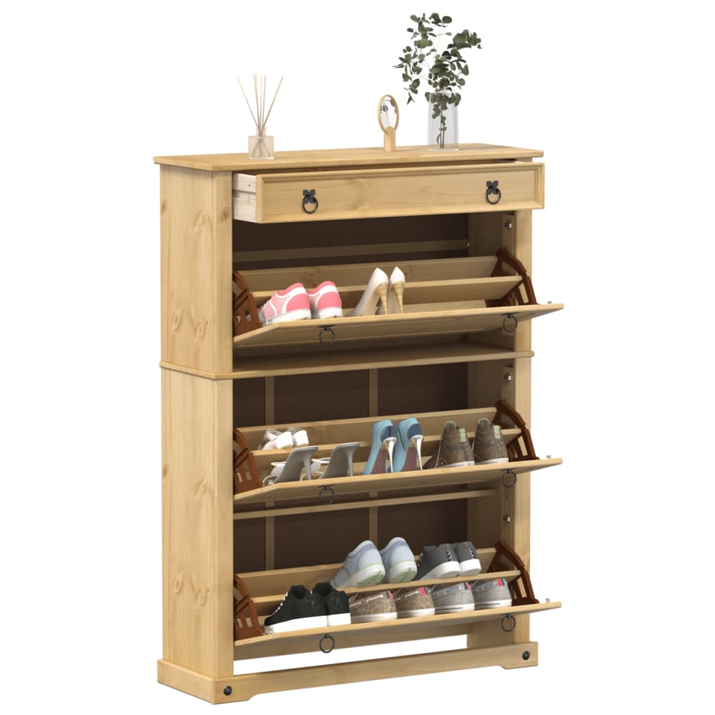 Shoe Cabinet Corona 99x32x138 cm Solid Wood Pine - Charlotte Dunes