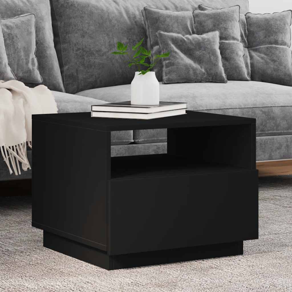 Coffee Table with LED Lights Black 50x49x40 cm - Design Hut