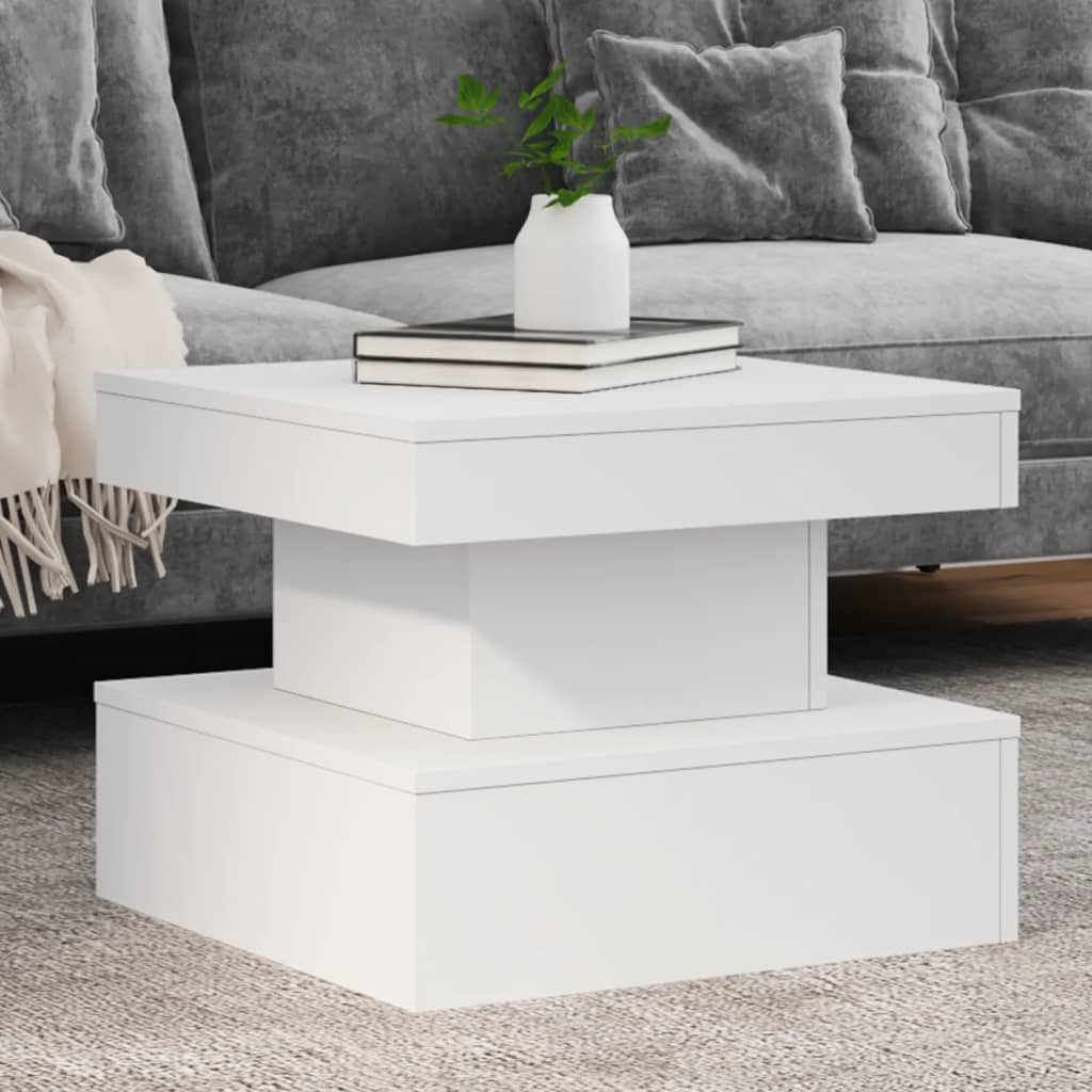 Coffee Table with LED Lights White 50x50x40 cm - vid-839840 - Design Hut