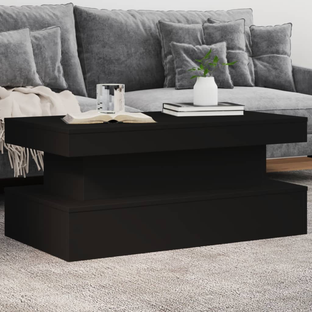 Coffee Table with LED Lights Black 90x50x40 cm - vid-839848 - Design Hut