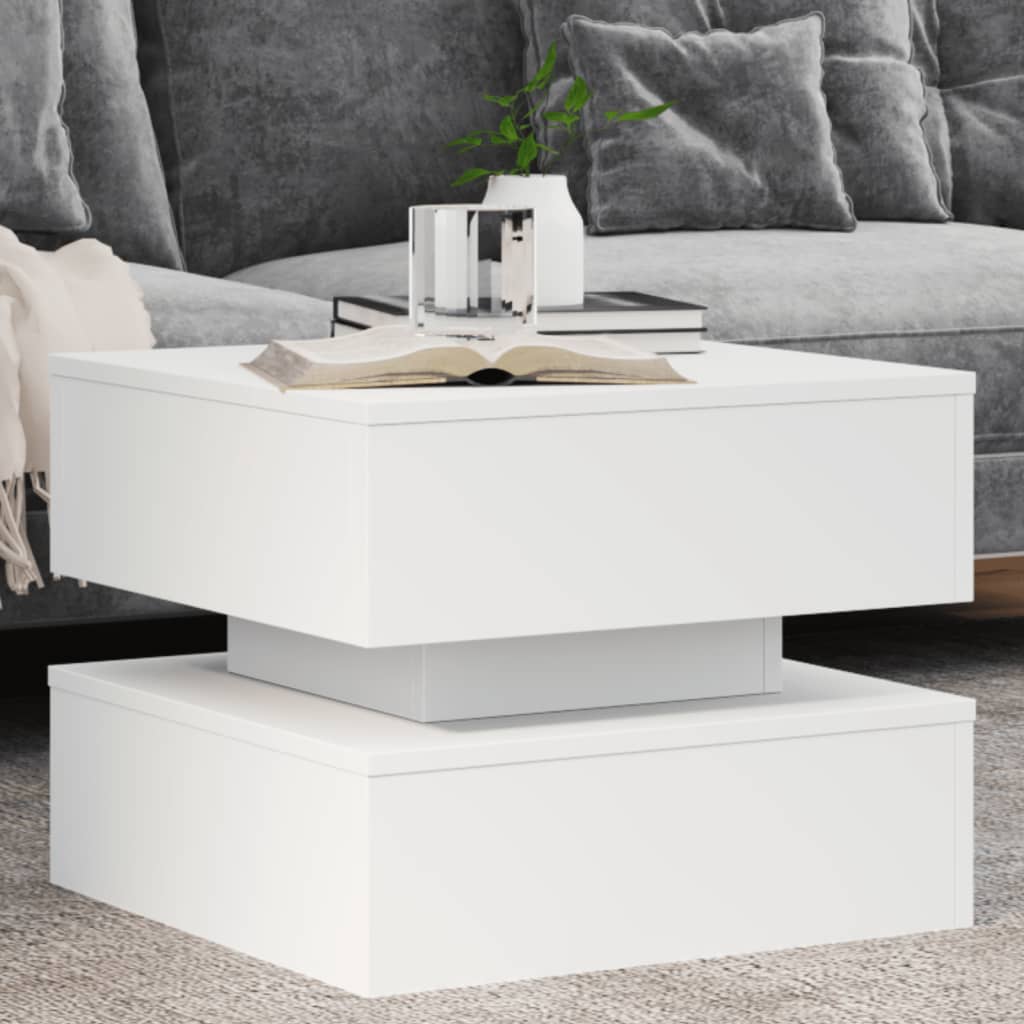 Coffee Table with LED Lights White 50x50x40 cm - vid-839854 - Design Hut