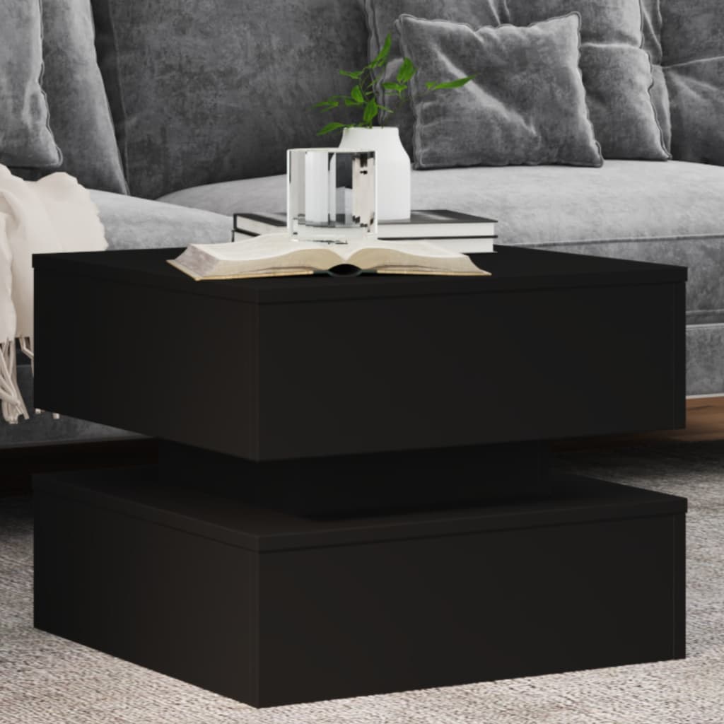 Coffee Table with LED Lights Black 50x50x40 cm - vid-839855 - Design Hut