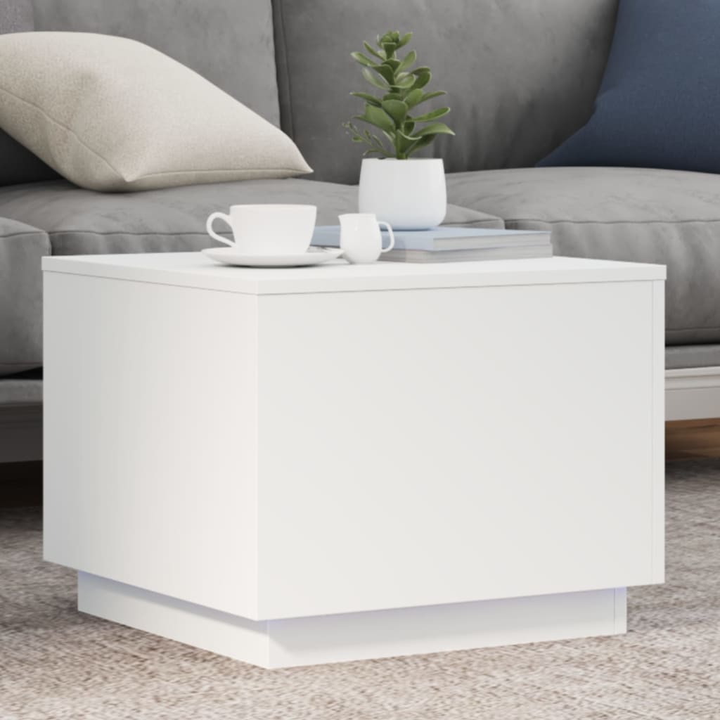 Coffee Table with LED Lights White 50x50x40 cm - vid-839868 - Design Hut