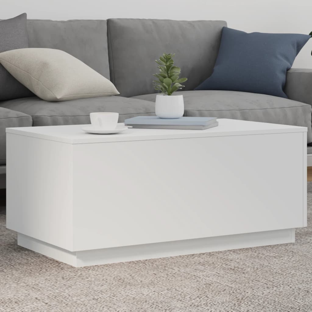 Coffee Table with LED Lights White 90x50x40 cm - vid-839875 - Design Hut