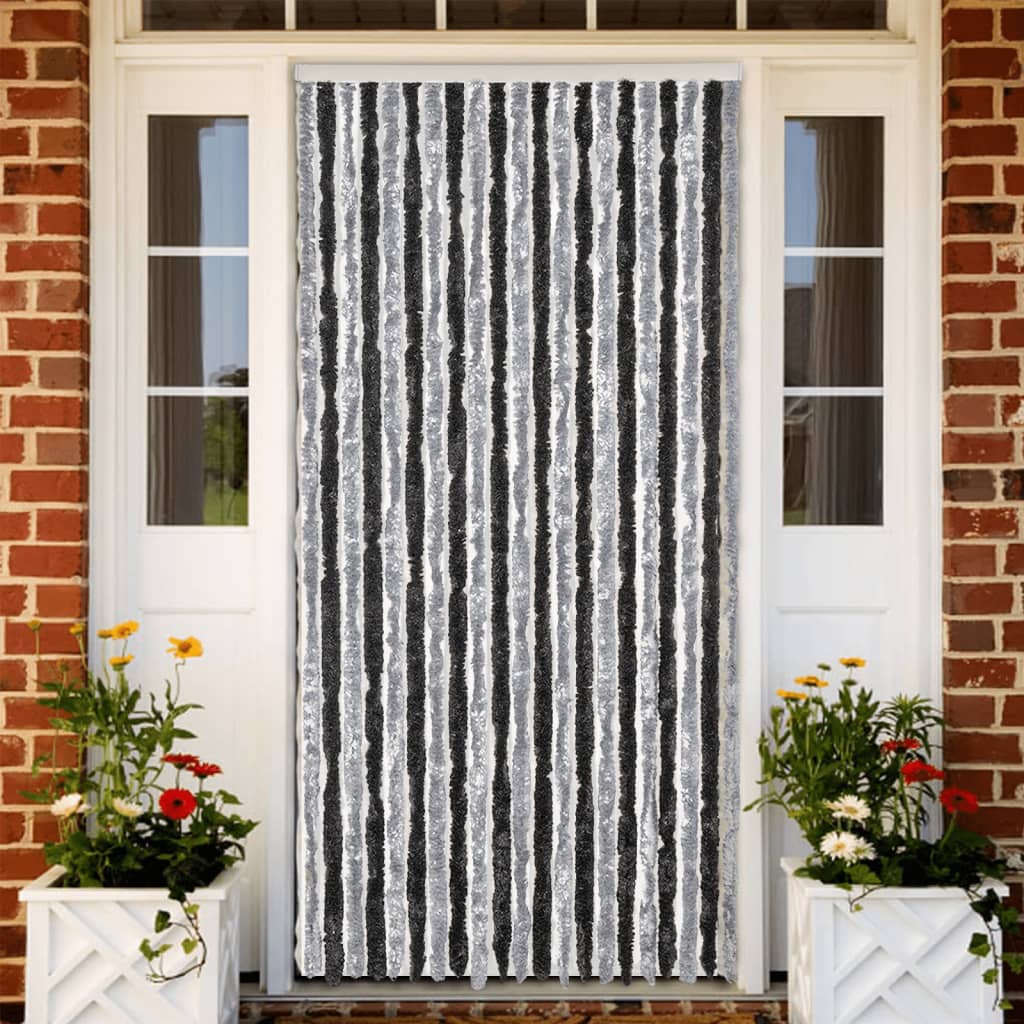 Fly Curtain Grey and Black 56x185 cm Chenille - All Things Good