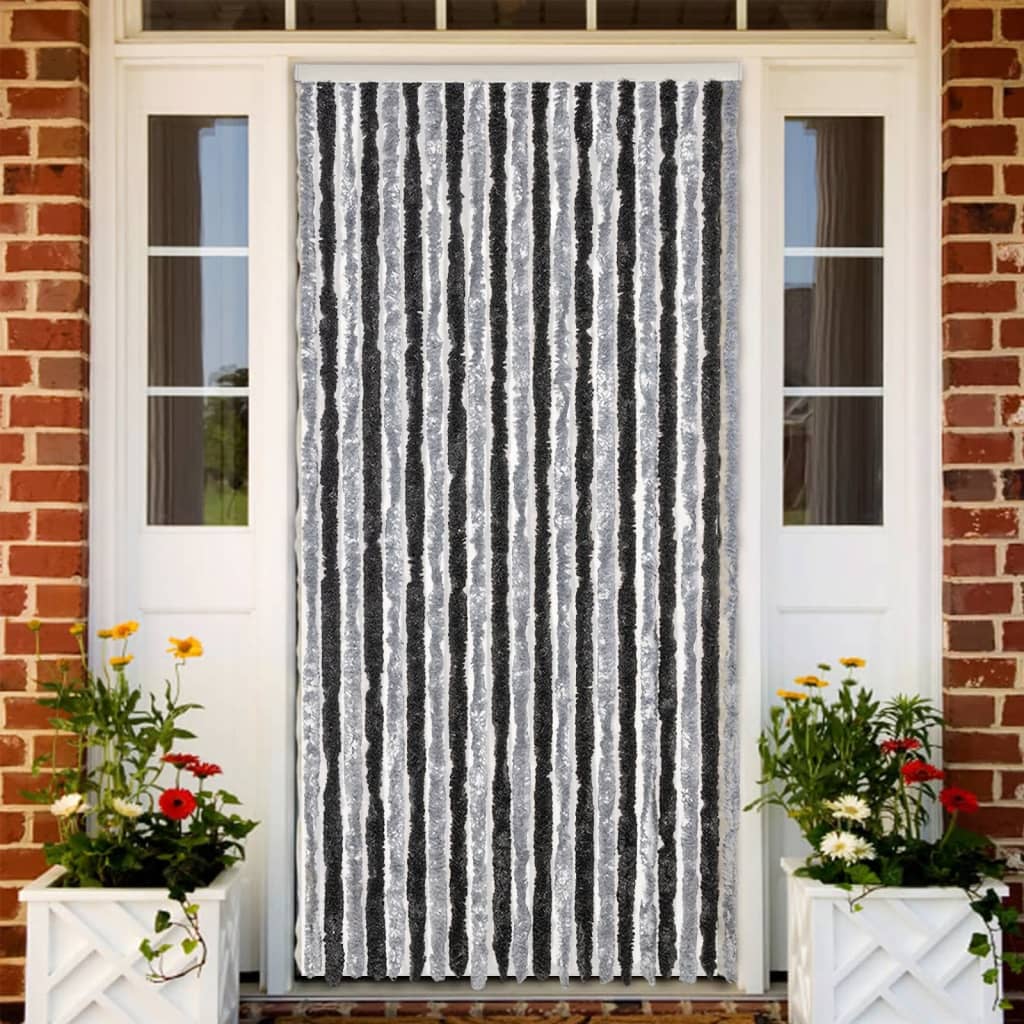 Fly Curtain Grey and Black 100x220 cm Chenille - Style and Chic