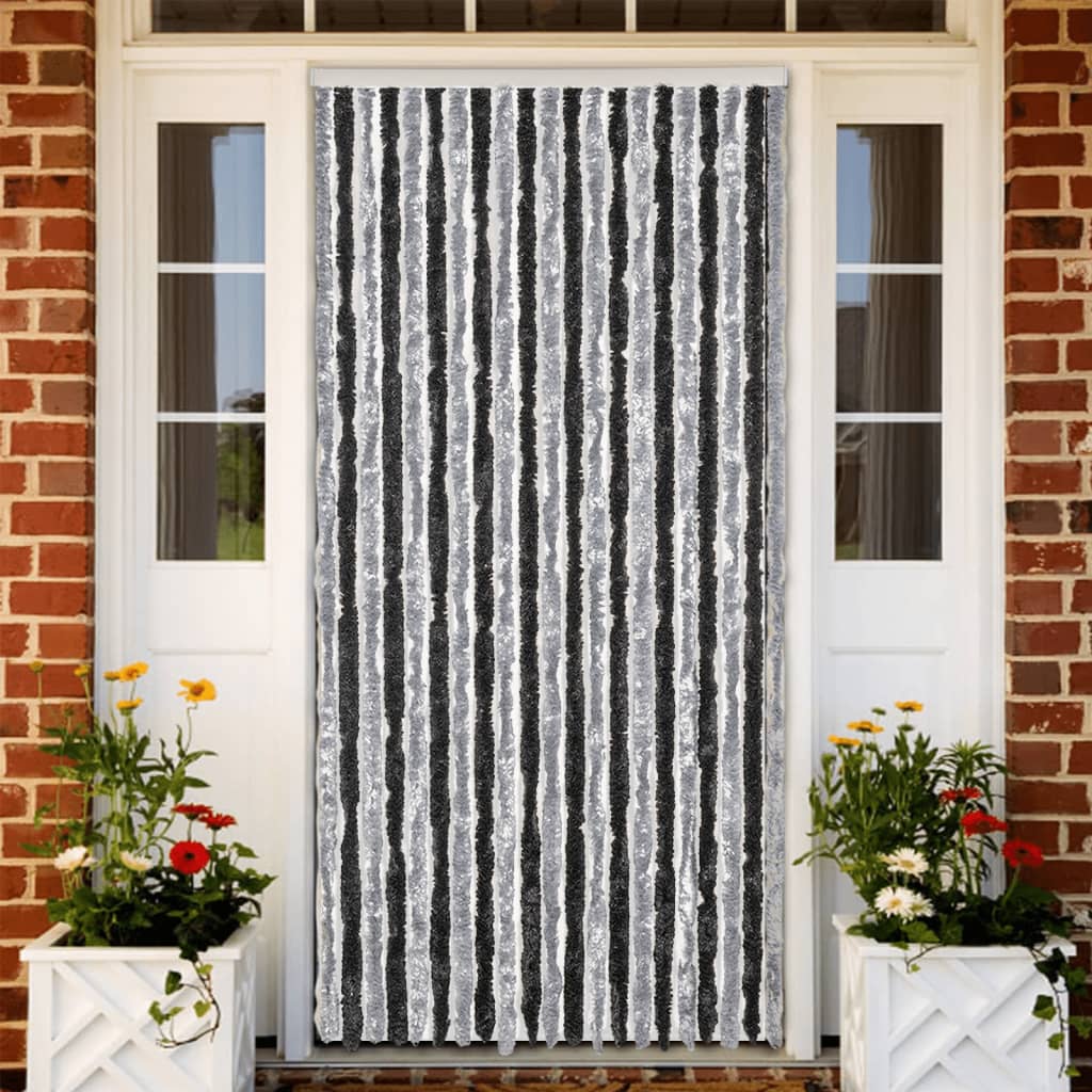 Fly Curtain Grey and Black 100x230 cm Chenille - All Things Good
