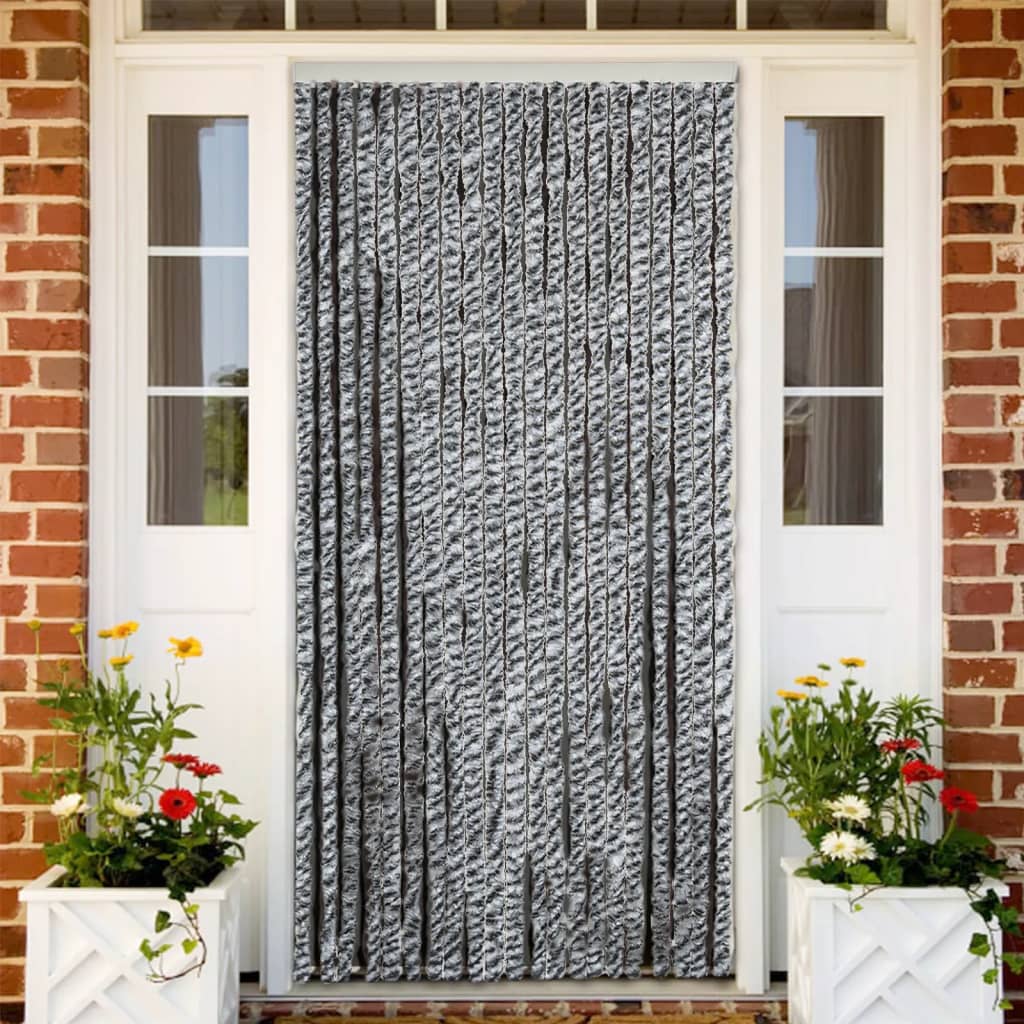 Fly Curtain Grey and Black and White 56x200 cm Chenille - All Things Good