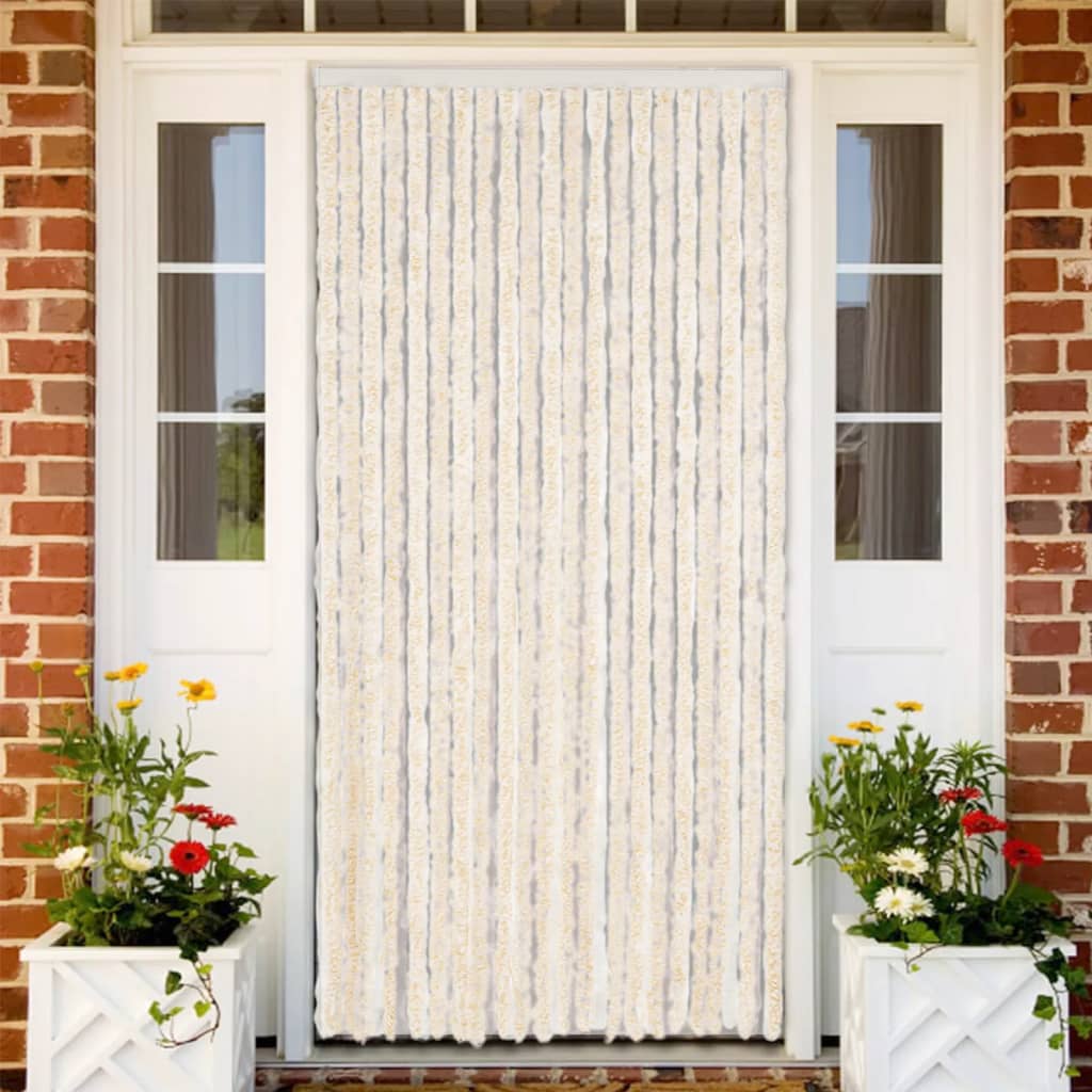 Fly Curtain Beige and White 100x220 cm Chenille - All Things Good