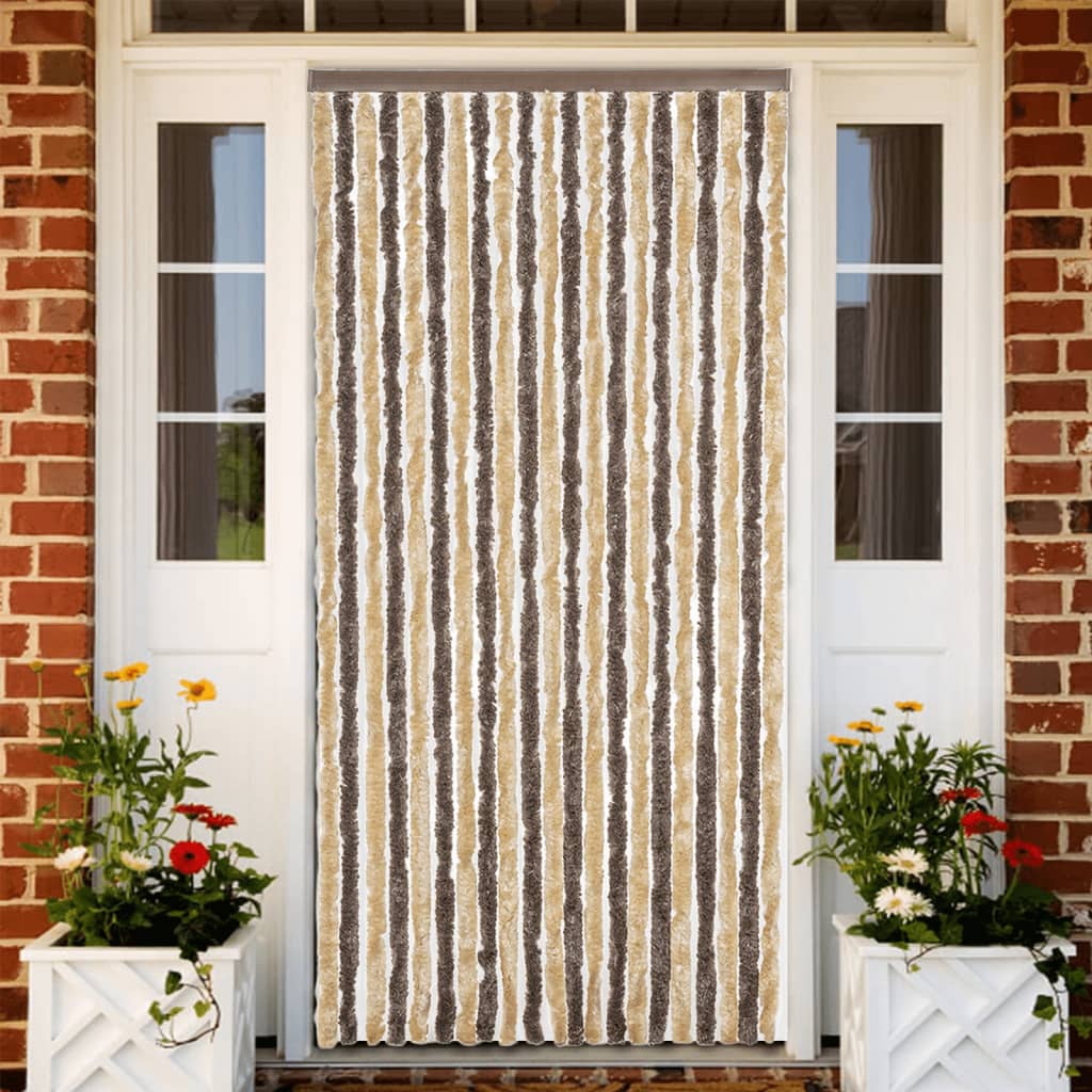 Fly Curtain Dark Brown and Beige 100x200 cm Chenille - Merkel Designers