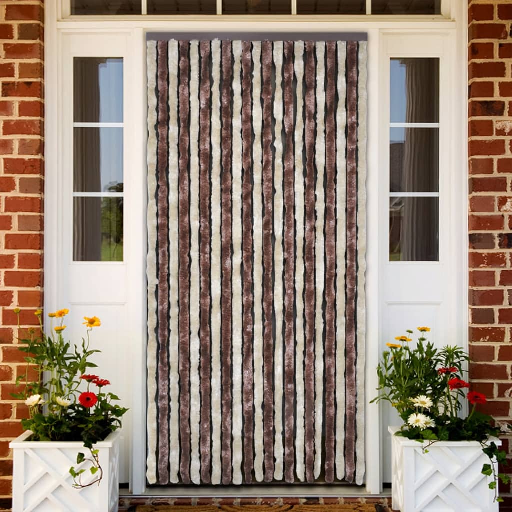 Fly Curtain Beige and Light Brown 100x230 cm Chenille - The Home Maker