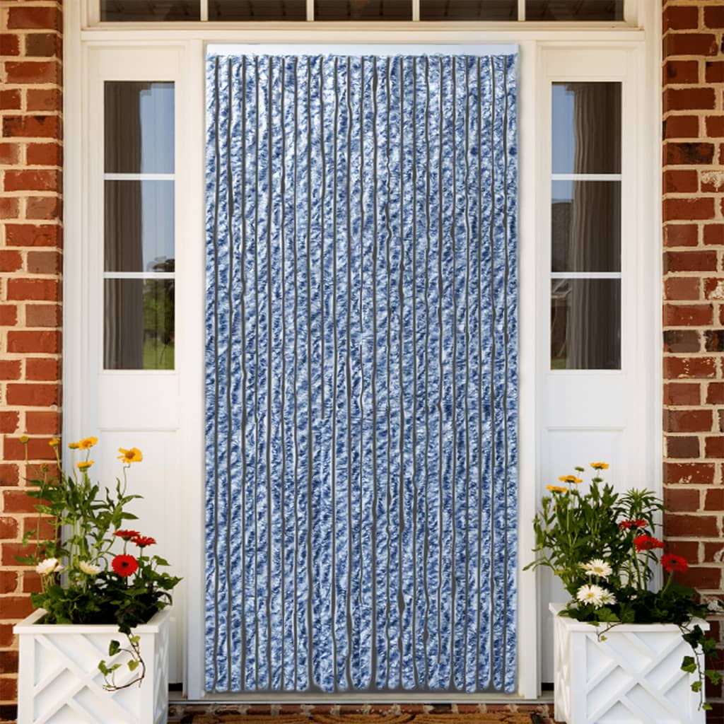 Fly Curtain Blue and White 100x200 cm Chenille - All Things Good