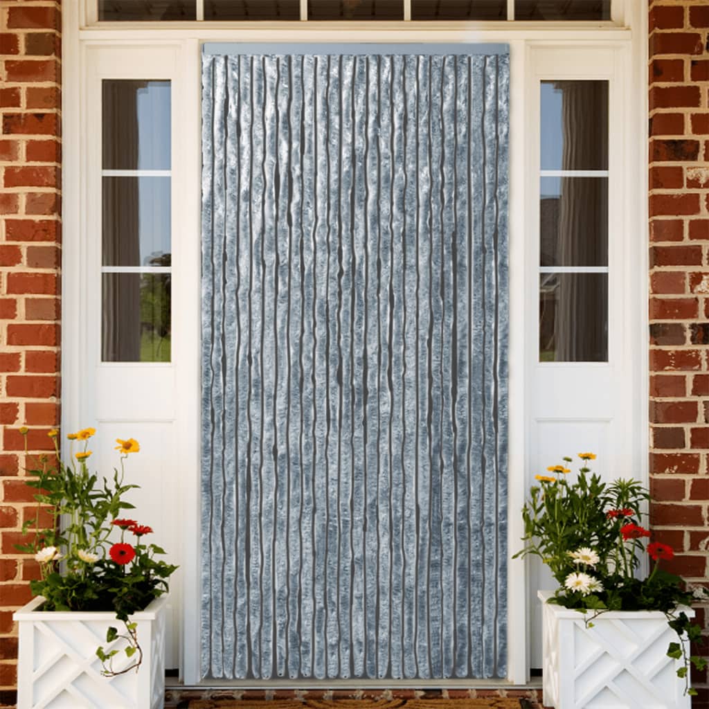 Fly Curtain White and Grey 100x200 cm Chenille - The Home Maker