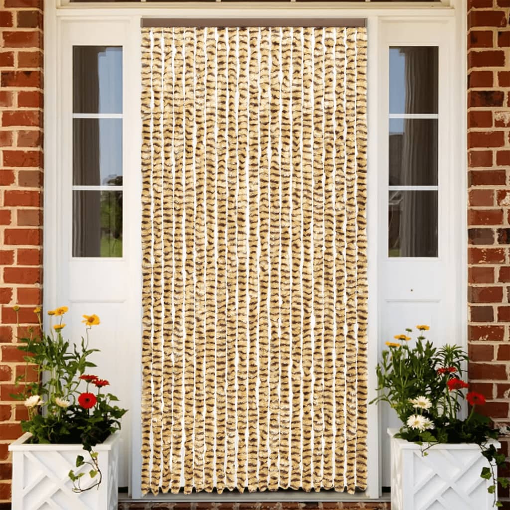 Fly Curtain Beige and Brown 90x200 cm Chenille - Merkel Designers