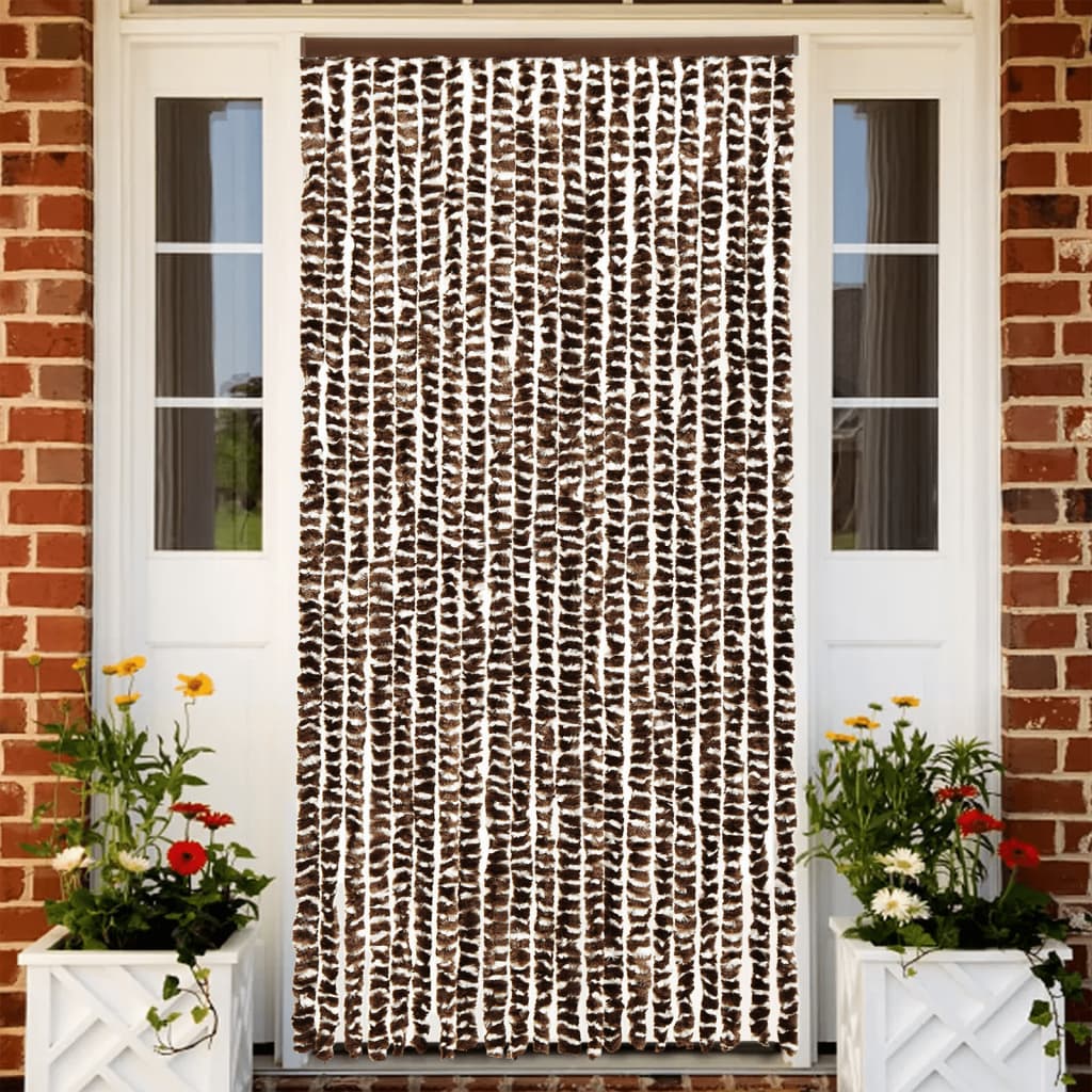 Fly Curtain Brown and White 100x230 cm Chenille - The Home Maker